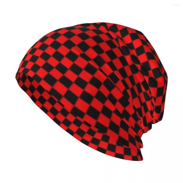 Bérets Noir Rouge Checkered Knit Hat Golf Man Beach Vintage Trucker Cap Hommes Femmes