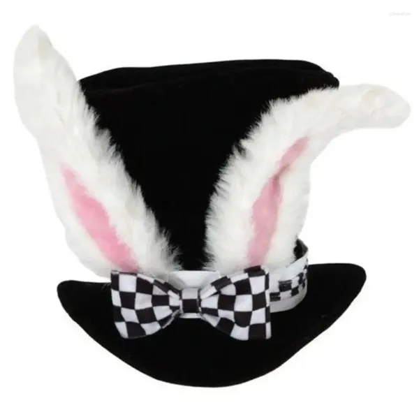 Bérets Black Velvet Ear Top Hat Treillis Bow Dress Up Jour de Pâques Happy Bucket Cap