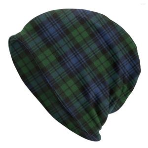 Baretten Zwart Horloge Schotse Tartan Plaid Beanie Cap Unisex Winter Warme Motorkap Femme Gebreide Hoeden Outdoor Ski Mutsen Caps voor Mannen Vrouwen