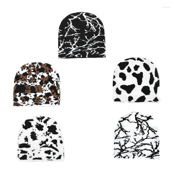 Berets Black Blanc Unisexe Banie Hat Y2k Girls Warm Po Props Hip Hop polyvalent pour l'automne et l'hiver