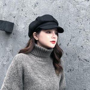 Bérets noir vin rouge hiver automne chapeau femmes mode créateur français béret ombrage fille personnalité casquette à visière dames Sboy