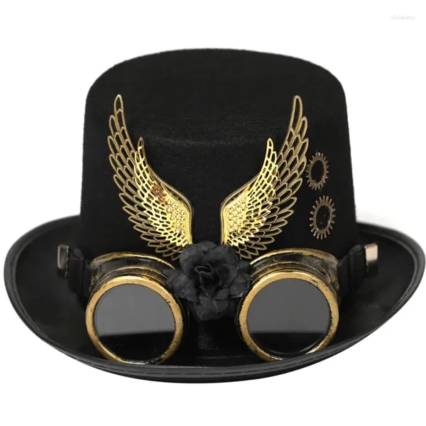 Bérets Black Wing Top Hat Headpiece Staclopied Fashion Decorations Ornement Supplies Dropship