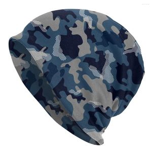 Baretten Blauw Camouflage Skullies Mutsen Hoed Zomer Heren Dames Skimuts Warm Bonnet voor tweeërlei gebruik Gebreid