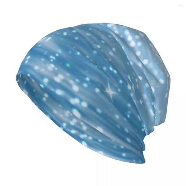 Bérets Bleu Glitter Élégant Stretch Knit Slouchy Beanie Cap Multifonction Crâne Chapeau Pour Hommes Femmes