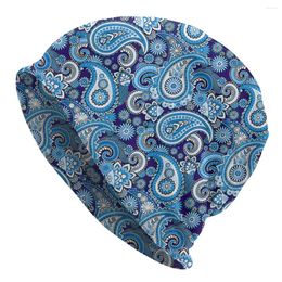Boinas Patrón azul Blue Floral Sin costura Paisley Babilonia Drop de agua Unisex sombreros finos a prueba de viento sombrero de doble capa tapas transpirables
