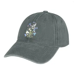 Berets Blue White en Purple Wildflower 2024 Cowboy hoed Viskap Luxe feestmutsen Woman Men's