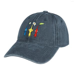 Bérets Blue jaune et rouge pikmin autocollant Set Cowboy Hat Gentleman Luxury Man Women's Men's