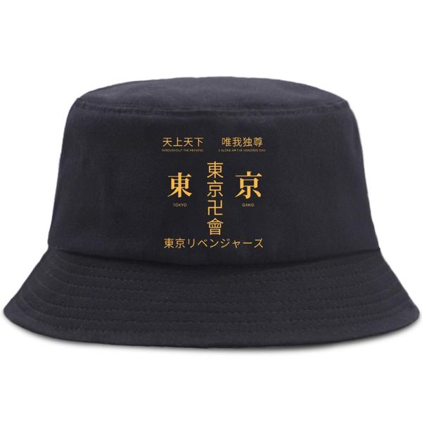 Boinas Bob Man Cap Unisex Tokyo Revenger Manga Anime Letras Moda Algodón Mujer Sombrero Casual Protector Solar Sol Pesca Panamá Sombreros VeranoBoinas