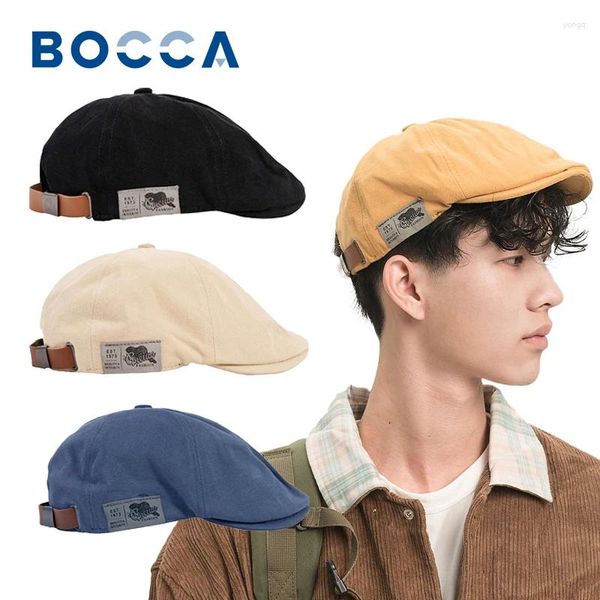 Boinas Bocca Sboy Hat Cap Mujeres Color sólido Británico Estilo occidental Classic Cotton Vintage Autumn Winter Winter Outdoor Taps Sombreros