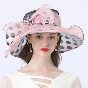 Berets Boheemse stijl Floppy Dress Up Fashion Lace Bim Bride Wedding Tea Party Haak Emmer Fedora Hat Cap