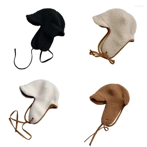 Bérets Bomber Hat Peluche Trapper Earflap Visière Incurvée Ski À Capuchon Polaire Protection Oreille