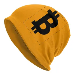 Bérets Bonnet Hat à tricot chapeaux Automne Winter Street Crypto-monnaie BTC Skullies Bons de femme chaude pour femmes pour hommes