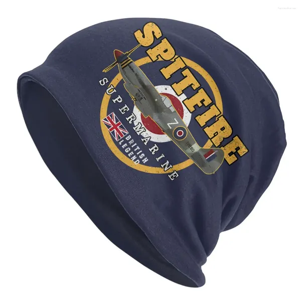 Bérets Bonnet Chapeaux Supermarine Spitfire Airplane Men Femmes RAF WWII Capigugnage mince Design Skullies Bons de bonnet