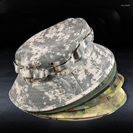 Bérets Boonie Hat Military Tactical Bucket Bucket for Safari Men Women Chunting Fishing Outdoor Camo Camouflage Cotton Sun Coton