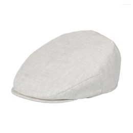 Berets Botvela Linnen Flat Cap for Men Women Herringband Lichtgewicht Driver Ivy Hat Bakerboy Summer Boina Male