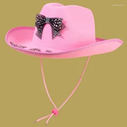 Bérets Bowknot Crystal Glitter Cowboy Hat pour acteur actrice Drop