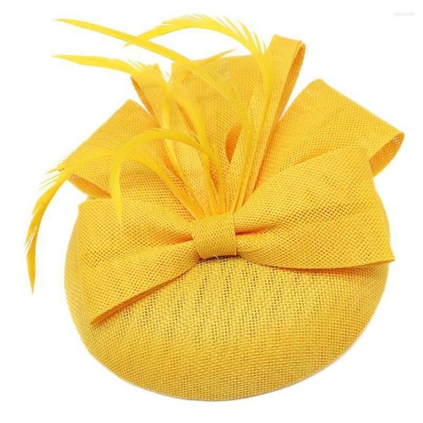 Bérets Bowknot Feather Fascinator Ladies Day Wedding Races Royal Ascot Veil Hat