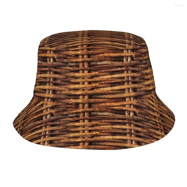 Boinas trenzadas de ratán, sombrero de cubo de mimbre de madera, Panamá para hombre y mujer, sombreros Bob, gorras Unisex de pesca de verano para pescador fresco al aire libre