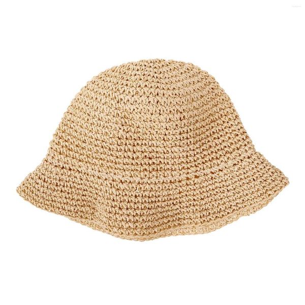 Bérets Paille tressée pliage pliant décoratif soleil seau à la mode décorer tissé pour femmes chapeaux de protection coton chic