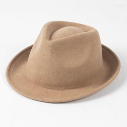 Boinas de diseño de marca de lana Trilby Fedoras Panamá Jazz sombrero de ala corta Bowler invierno enrollable para hombres/mujeres vestido de fiesta