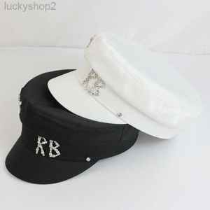 Bérets Marque Designer Satin r b Lettre Sboy Cap Plat Militaire Chapeau Réglable Femmes Béret Chapeaux Gorras Mujer 230714