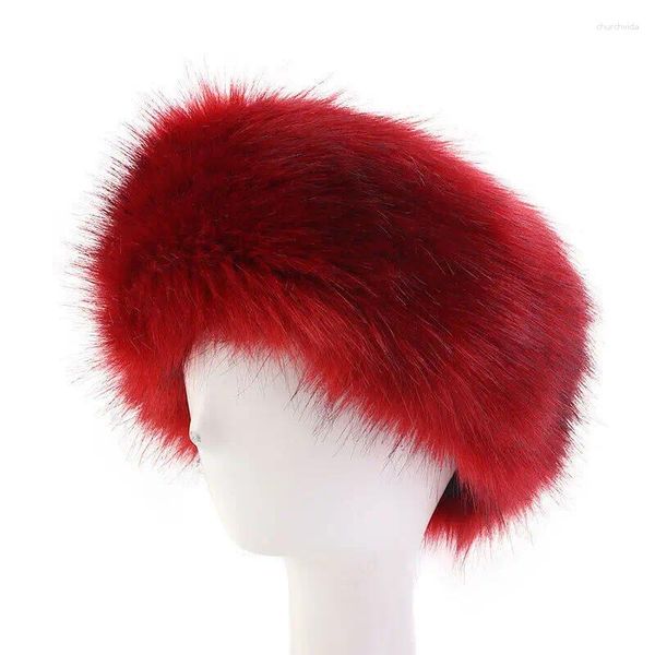 Bérets marque femmes hiver épais fourrure fausse fourrure Style russe chapeau bandeau moelleux Design décontracté neige seau casquette cadeaux pratiques