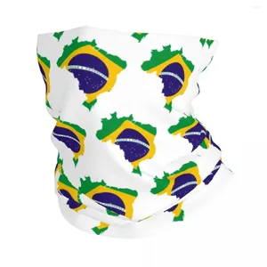 Berets Brazil Carte Flag Bandana Neck Gaiter pour la randonnée Running Woman Men Men Enrouler écharpe Brésilien Patriotique Bandeau