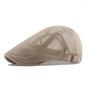 Boinas Malla transpirable Ivy Hat Cap para hombres Moda Verano Sboy Beret Ascot Flat Cabbie con protección solar