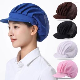 Bérets Chapeaux de travail en maille respirante pour femmes et hommes, couvre-cheveux, chapeau d'atelier, Service alimentaire, casquette de cuisson, visières de cuisine, bonnet