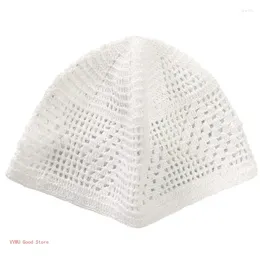 Bérets hremptants musulmans adultes tricot kufi élastique creux out islamique chapeau intérieur décontracté prière des fournitures chaudes