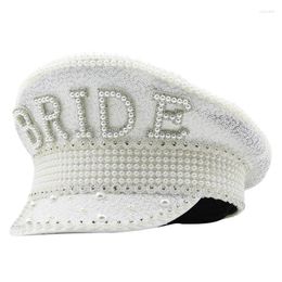 Berets Bridal Captain Hat Pearls for Mâle Femme Dancing Comedian Actor