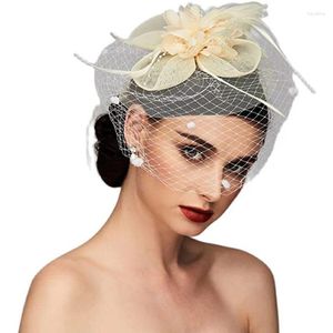 Bérets Bridal Hairpin Feather Headress Band Clip Clip dames Fascineurs de mariage Chapeaux Top Hat Veil Accessoires