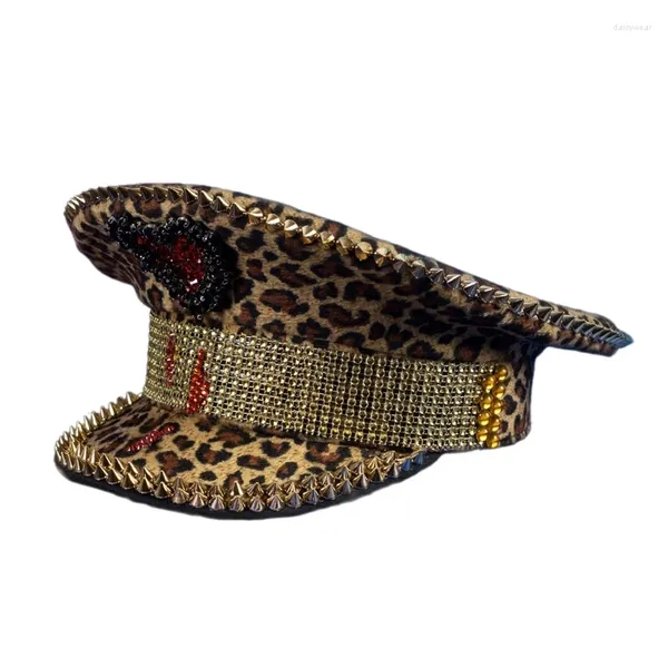 Boinas Sombrero de leopardo nupcial Capitán Marina Marina Suministros para fiestas de cosplay