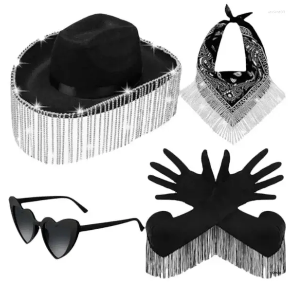 Boinas Traje de despedida de soltera Sombrero Pañuelo Corazón Gafas de sol Juego de roles Accesorios de vaquero