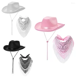 Bérets Bride Cowgirl Hat Swarpe frangée Bachelorettes Party Costume Set Women Headwear