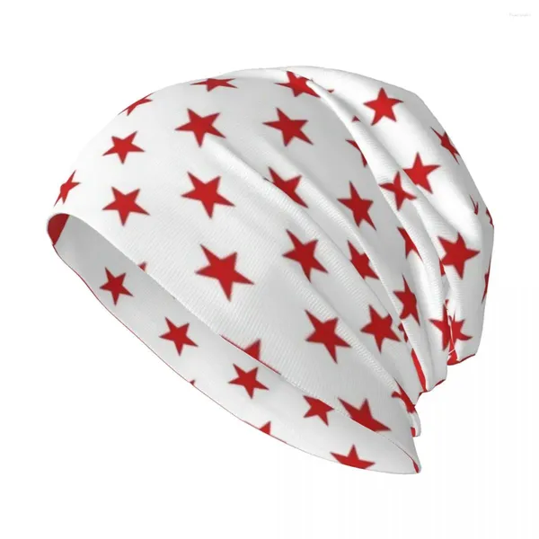 Boinas rojo brillante amp; Gorro de punto con estrellas blancas, gorro militar negro de lujo para hombre y mujer