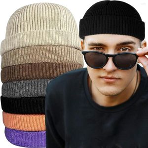 Bérets chapeaux trinites en triche pour hommes Caps Caps Wool Fashion Simple Warm Skullies Bonsieurs Automne Automne Hiver Baft Cap Trendy Style