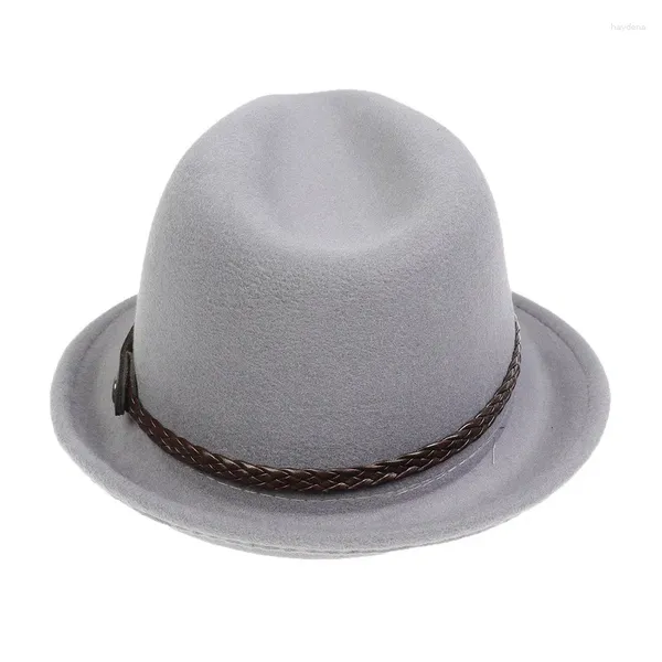 Boinas Sombrero de otoño e invierno británico Retro Curled Jazz Top de lana para hombres Caballero para mujeres 55-57 CM