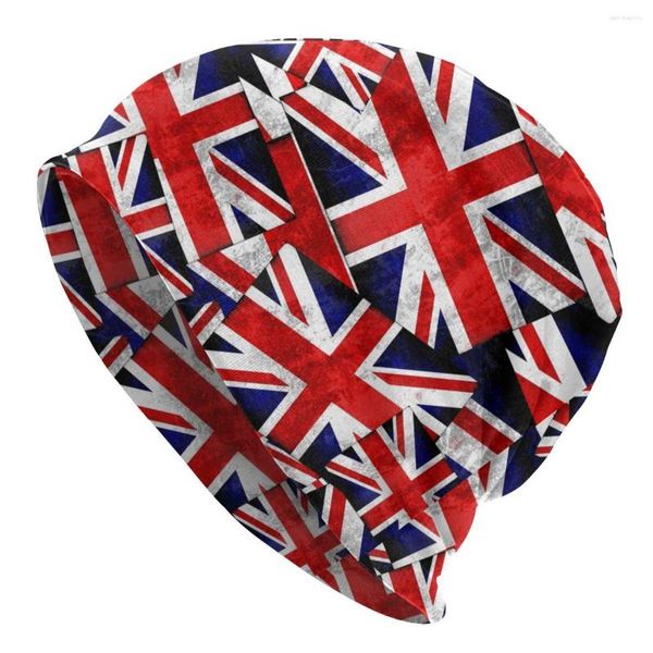 Bérets Britannique Angleterre Royaume-Uni Drapeau Bonnet Chapeaux Rouge Imprimer Vintage Tricot Hip Hop Skullies Bonnets Hiver Chaud Multifonction Caps