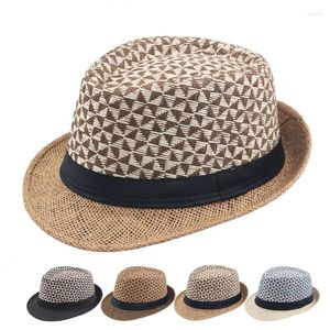 Baretten Britse mannen Strandzonhoeden Zomer Cowboy Fedora Retro Jazz Hoed Ademend Strohoeden Outdoor Panama Man Gentleman Vakantiezonnehoed