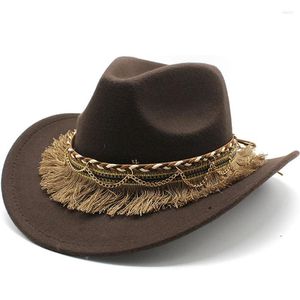 Bérets Style britannique Ceinture Chapeau de feutre doux pour hommes et femmes Top Bord plat Gentleman Laine Jazz Western Cowboy