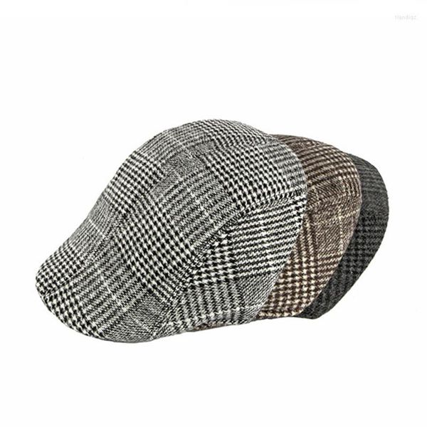 Beretas Estilo británico Hat Men Flat Ivy Cap Capa de mediana edad Pintor de pato anciano Herringbone