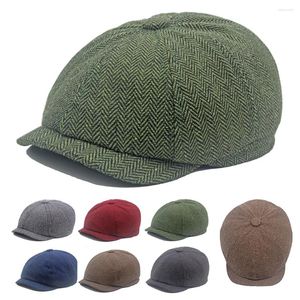 Baretten Britse Wolmix Tweed Platte Pet Herfst Winter Sboy Caps Mannen Visgraat Gatsby Hoofddeksels Sie 8/4 Cabbie Hoed Herfst