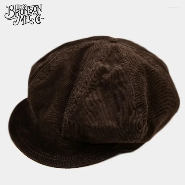 Beretas Bronson Cana vintage Capa plana de invierno Classic Sboy Hombo para hombres conduciendo marrón