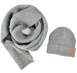 Berets Bruceriver Men Women Breed Scarf Hat Beanie 2pc Set Heather Color Winter