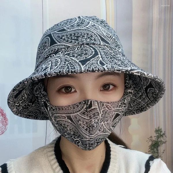 Bérets Bucket Hat Agricultural Work Wide Brim Mask Mask Screot Protect Neck Anti-UV Four Seasons Thé Cauquette de cueillette