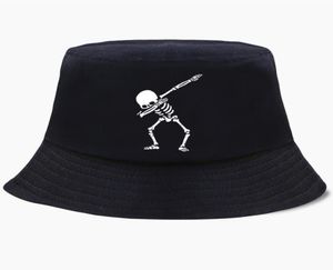 Baretten Bucket Hat Cap Grappig Deppen Schedel Dans Hip Hop Skelet Heren Dames Bob Panama Swag Punk Vissershoeden Buiten Zon Zwart 5625205