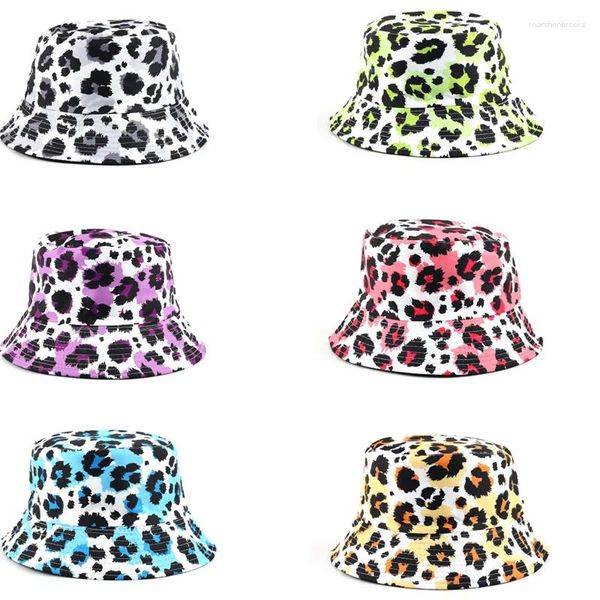 Boinas sombrero de cubo de doble cara Tie Dye leopardo Bob sombreros mujeres hombres calle Hip Hop pescador gorra Retro estampado Panamá gorras