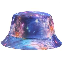 Bérets seau chapeau pêcheur réversible pêche coloré Graffiti Bob casquettes Hip Hop créatif 3D cravate colorant ciel étoilé hommes femmes