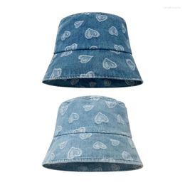 BERETS BET BETT pour adolescents adultes pêcheurs portables larges bordure de printemps d'été avec décoration de motif cardiaque